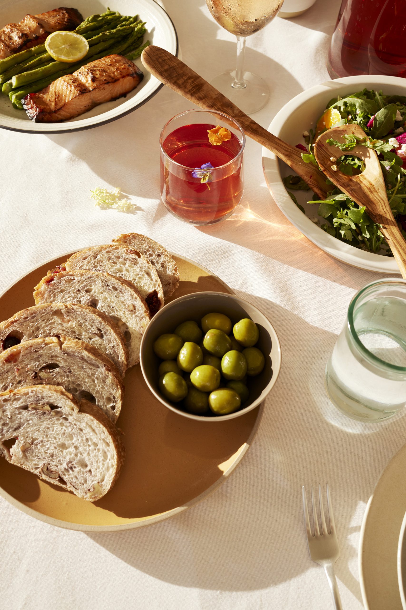 Table with food and bverages